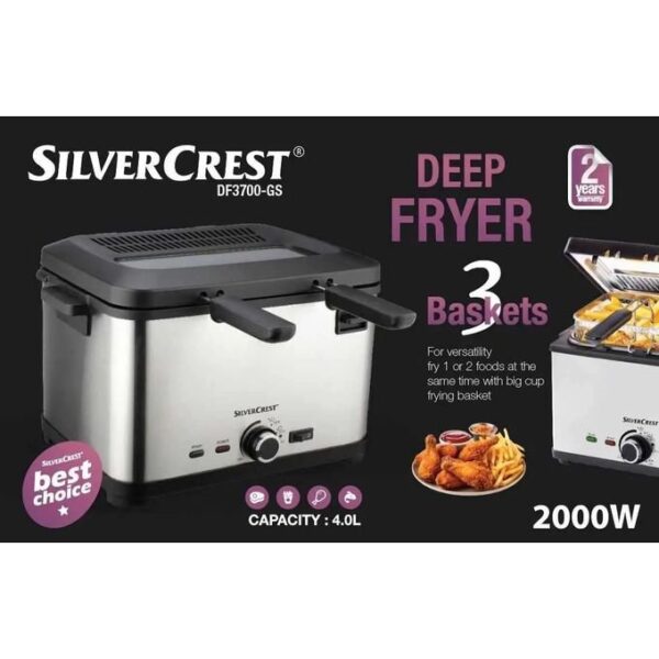 Friteuse inox 4L -  2000 W SilverCrset DF3700 – Image 2