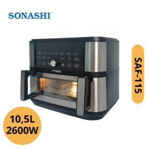 Friteuse à Air Fryer 1 Bac avec séparation 10,5L 2600W Écran Digital 8 Programmes SONASHI SAF-115