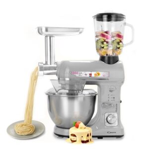 Robot Pétrin 3 en 1 inox 5L 1000 W 06Vitesses GRIS Robuste RPM37