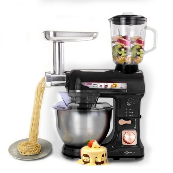 Robot Pétrin 3 en 1 inox 5L 1000 W 06Vitesses NOIR Robuste RPM37