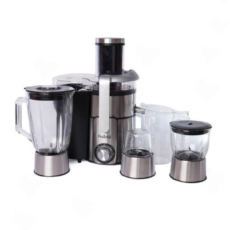 Extracteur centrifuge multifonctionnel en acier inoxydable 4-en-1 800W 1L 2 vitesses + turbo avec mélangeur, hacheur et moulin - Fresh Juice Protefal | JE-J30A – Image 2