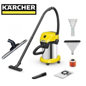 Kärcher WD3 Inox eau et poussière 1000W 19L avec kit accessoires -Pack Complet-
