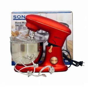 Pétrin 1000W - Bol Inox 5L - 8 Vitesses - rouge Sonashi | SMX-562