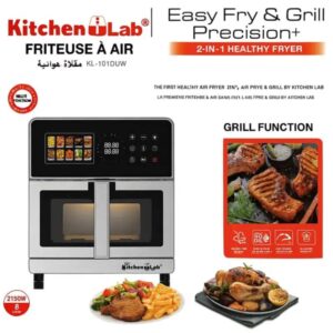 AirFryer inox XL 8L 2150W Double Résistances Avec 10 Programmes 200° KitchenLab | KL101DUW