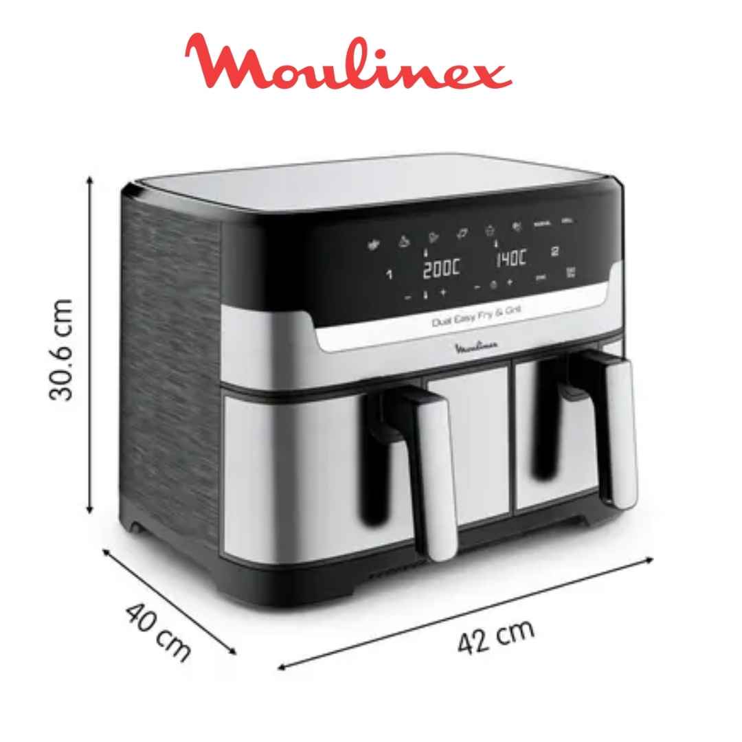 Air fryer Dual Easy Fry & Grill Inox 8.3L 5,2L + 3,1L 8 programmes MOULINEX | EZ905D20