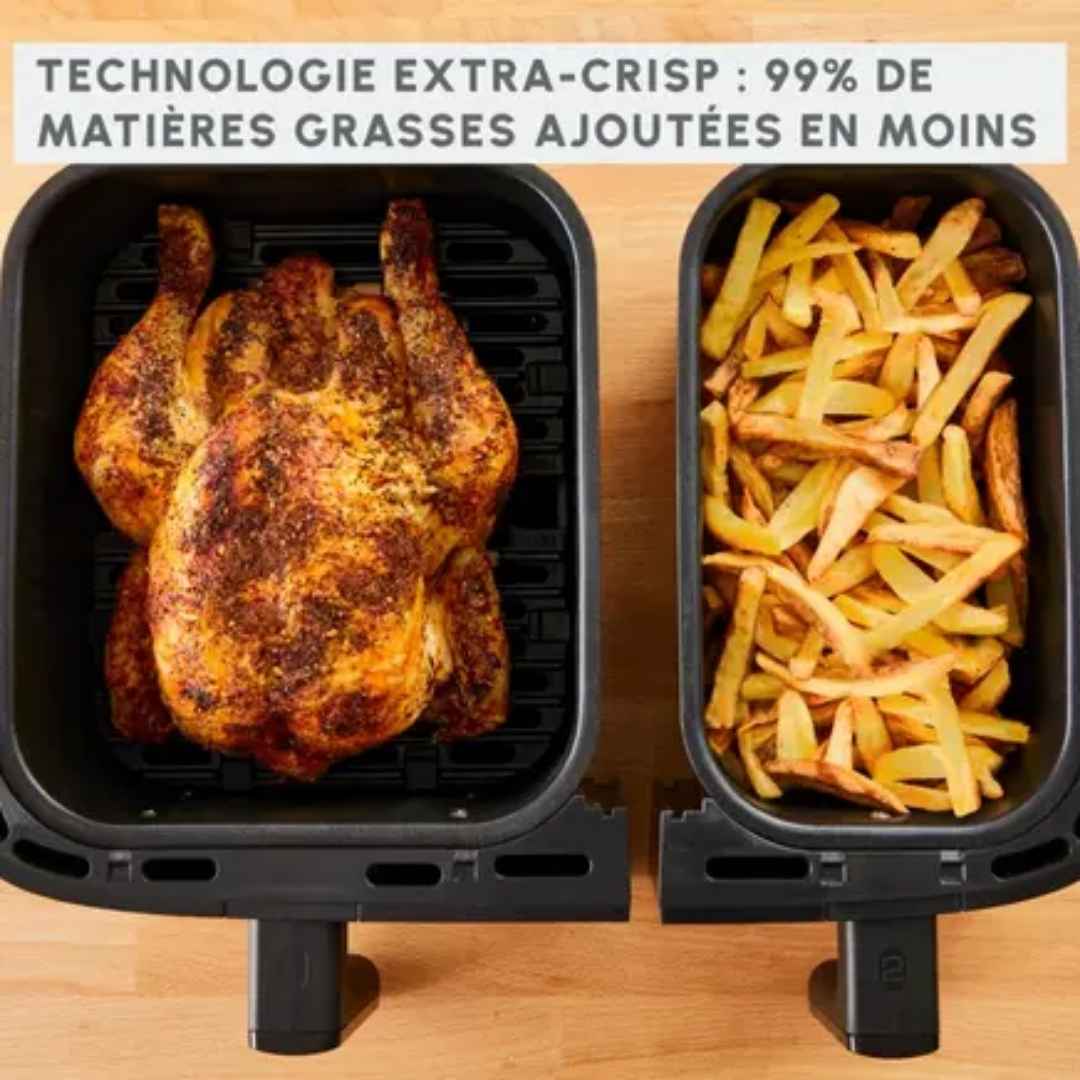 Air fryer Dual Easy Fry & Grill Inox 8.3L 5,2L + 3,1L 8 programmes MOULINEX | EZ905D20