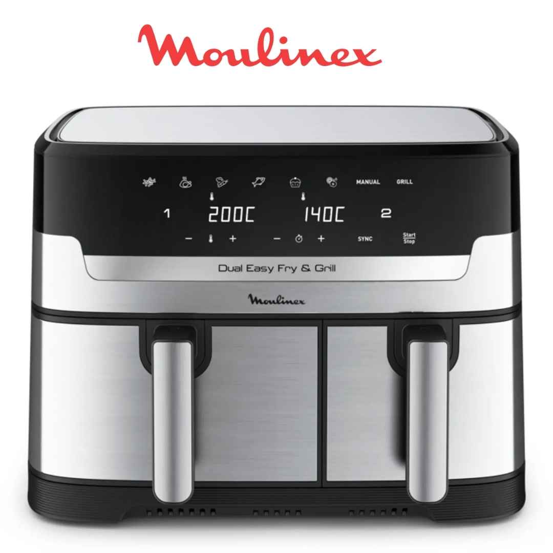 Air fryer Dual Easy Fry & Grill Inox 8.3L 5,2L + 3,1L 8 programmes MOULINEX | EZ905D20