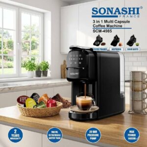 Machine à Café Multi-Capsules 3en1 20 BARS 1400W SONASHI Modèle SCM-4985