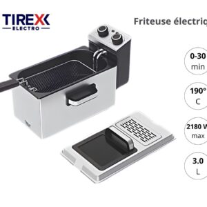 Friteuse Électrique TIREXX Electro FRTX1000 – 2180W – 3 Litres – Thermostat Réglable