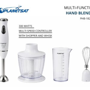 Mixeur Plongeant Multifonction PLANETSAT PHB-1820MC – 300W – Hachoir, Fouet et Verre Doseur
