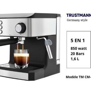 Machine à Café Expresso Trustmann TM CM-004 5 en 1 – 20 Bars – 850 W – Réservoir 1,6 L