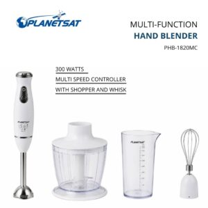 Mixeur Plongeant Multifonction PLANETSAT PHB-1820MC – 300W – Hachoir, Fouet et Verre Doseur