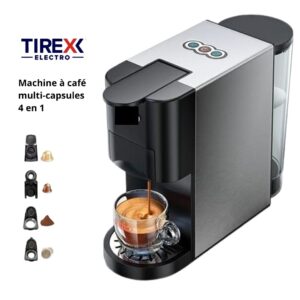 Machine à Café Multi-Capsules Tirex Electro 4 en 1 – Compatible Plusieurs Formats de Capsules