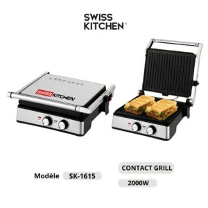 Panineuse Swiss Kitchen SK-1615 2000W – Panini, Grill et Barbecue Électrique