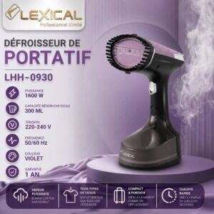 Défroisseur Vapeur Portable 1600W Réservoir Amovible Chauffe Rapide Lexical | LHH-0930
